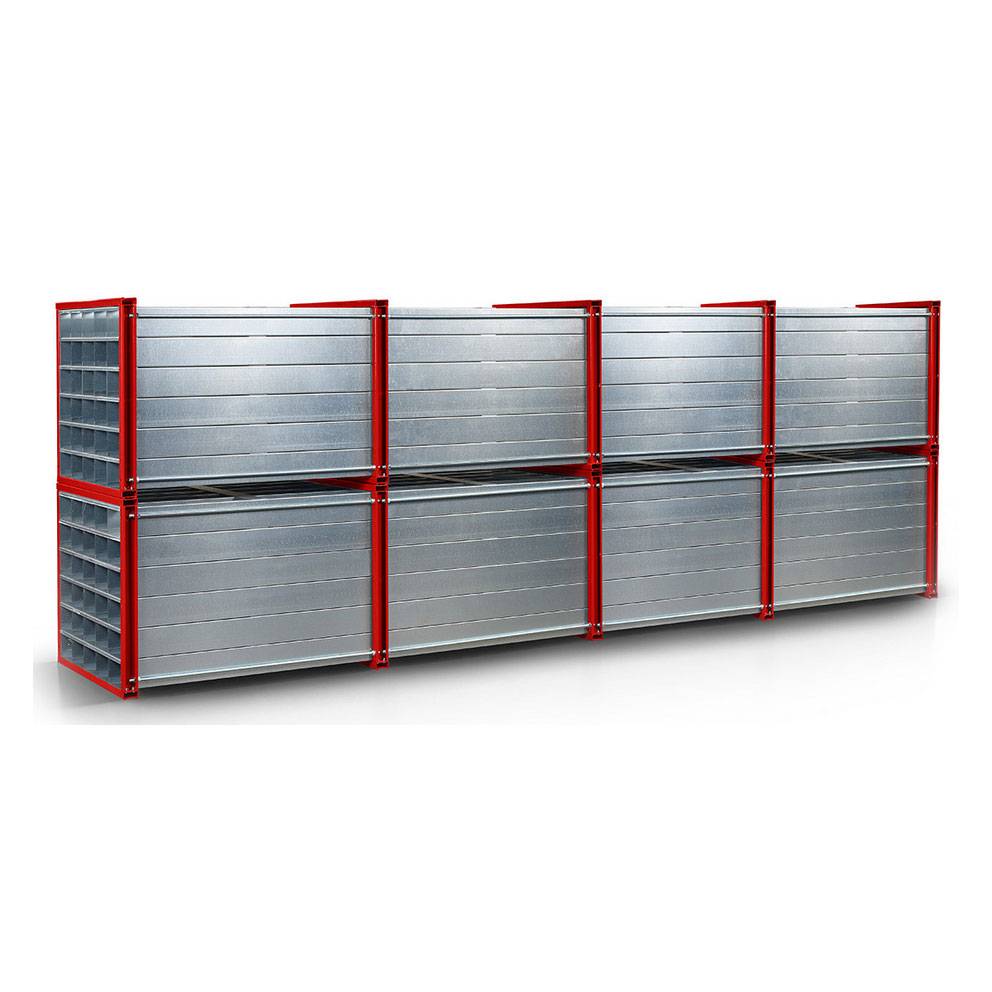 RR Industrietechnik Wabenregal RWR-16/6 6000x1000x1000mm mit 16 Fächern RAL 3000 Feuerrot