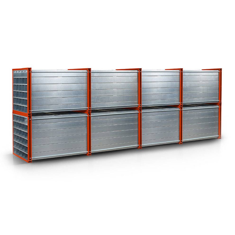 RR Industrietechnik Wabenregal RWR-16/6 6000x1000x1000mm mit 16 Fächern RAL 2004 Reinorange