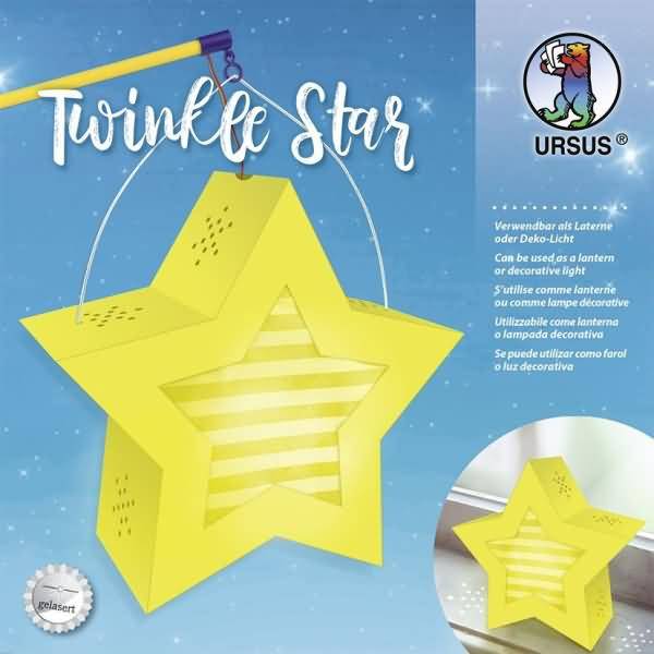 Laternen-Bastelset Twinkle Star 300g/qm 19,3x18,3x8cm gelb