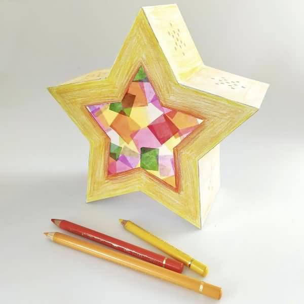 Laternen-Bastelset Twinkle Star 300g/qm 19,3x18,3x8cm weiß