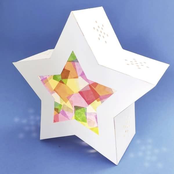 Laternen-Bastelset Twinkle Star 300g/qm 19,3x18,3x8cm weiß