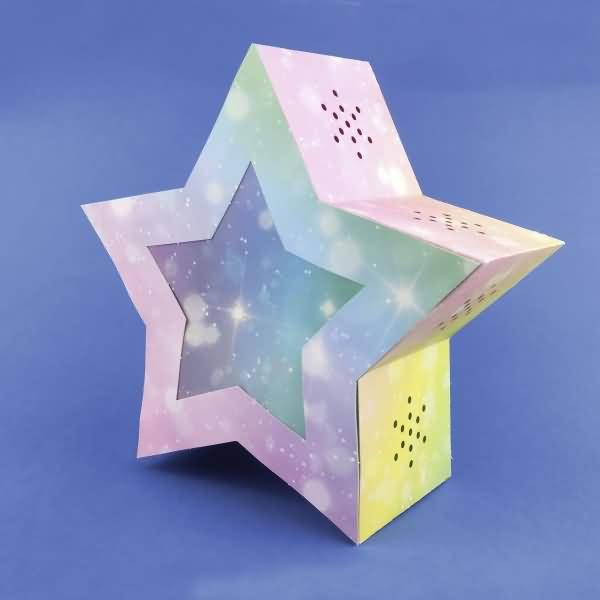 Laternen-Bastelset Twinkle Star 300g/qm 19,3x18,3x8cm blau