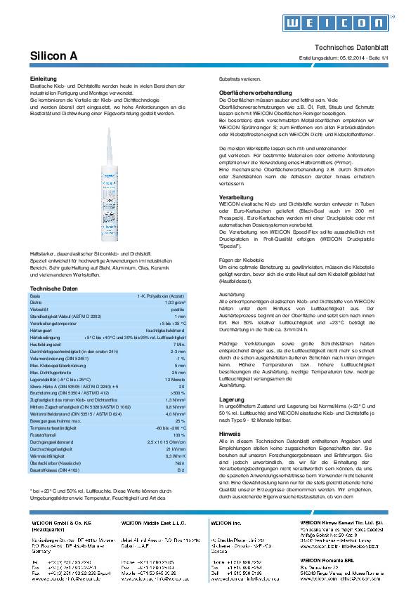 Silikonkleb-Dichtstoff, Silikon A, Basis 1-K. Polysiloxan, Sehr gute Haft., 85ml