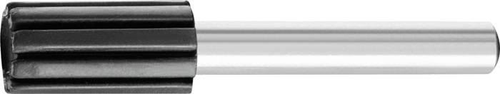 Eine schlichte, weiße horizontale Leiste mit einer glatten, glänzenden Oberfläche und abgerundeten Kanten, vor einem weißen Hintergrund.