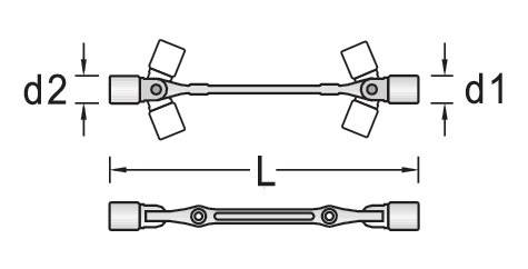 Doppelgelenkschlüssel 34 20x22 SW 20x22mm UD-Profil Chrom Chrom-Vanadium-Stahl