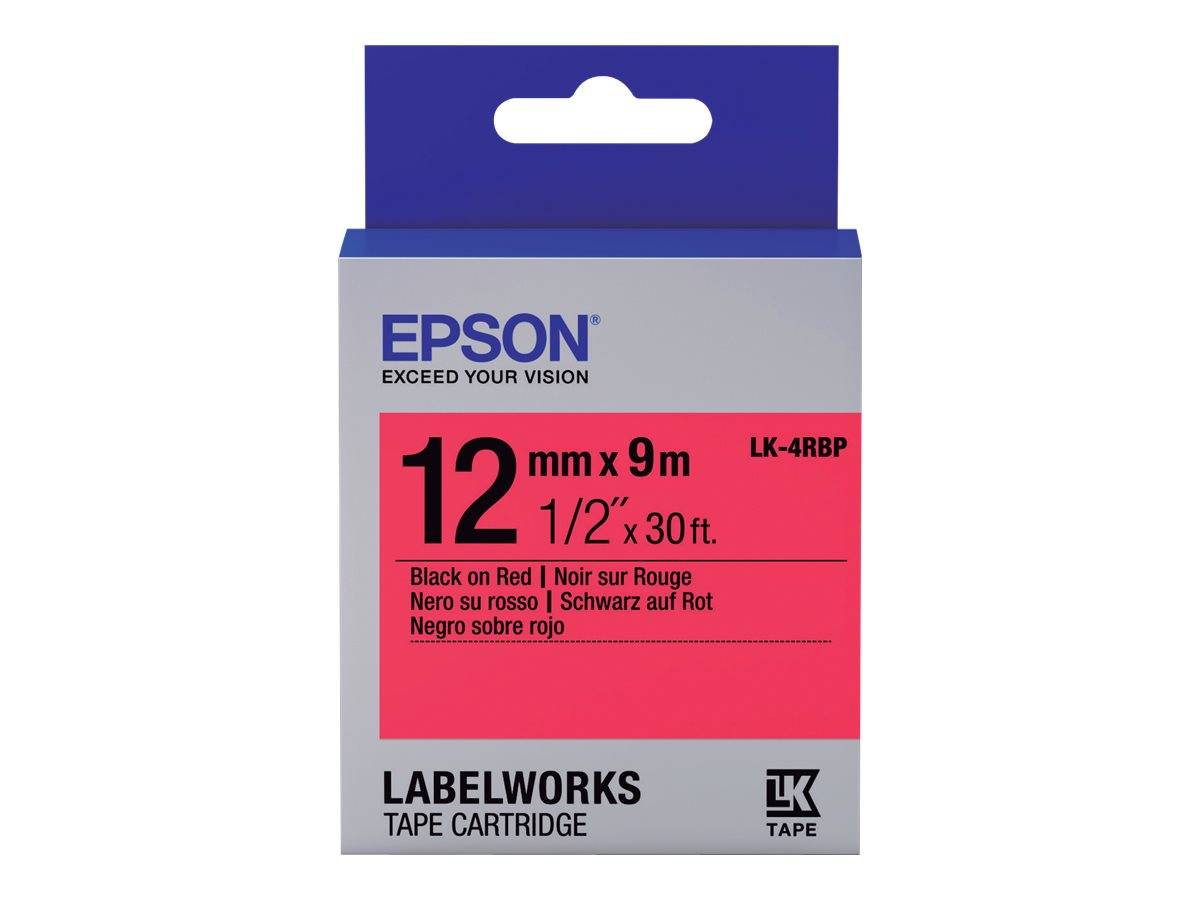 Epson LabelWorks Klebebandkassette, Schwarz auf Rot 12 mm x 9 m 1/2