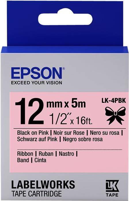 Epson LabelWorks LK-4PBK - Seidig - Schwarz auf Pink - Rolle (1,2 cm x 5 m) - 1