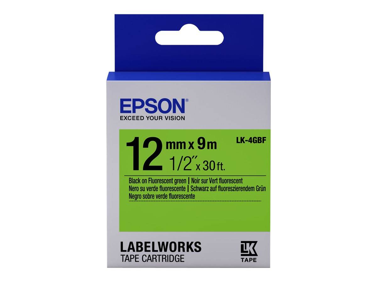 Epson LabelWorks LK-4GBF - Schwarz auf Grün - Rolle (1,2 cm x 9 m)