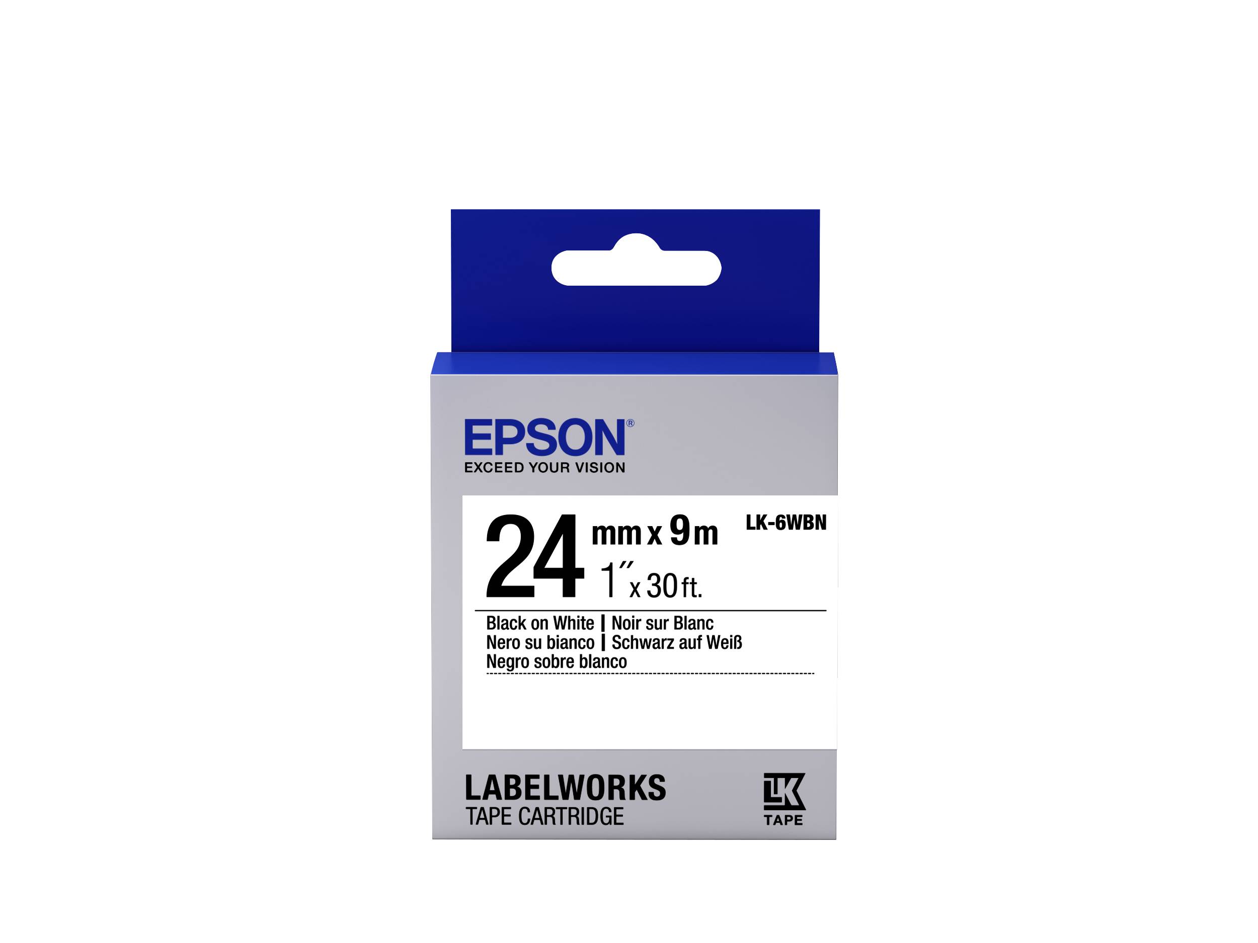 Epson LabelWorks LK-6WBN - Schwarz auf Weiß - Rolle (2,4 cm x 9 m)