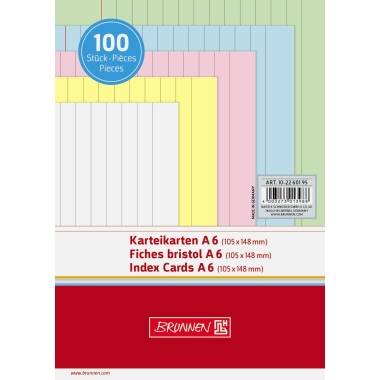 BRUNNEN Karteikarte 102260195 DIN A6 liniert sort. 100 St./Pack.