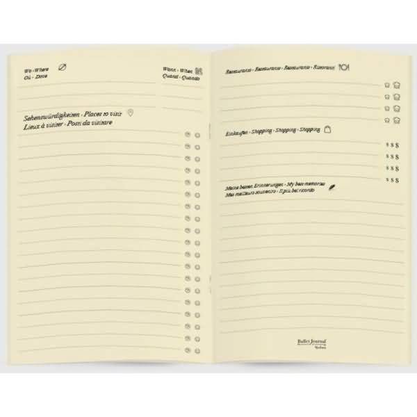 Einlagen für Bullet Journal 10x15 cm 2er Set 'Travel Ivory'