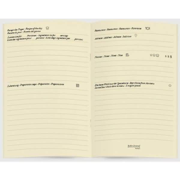 Einlagen für Bullet Journal 10x15 cm 2er Set 'Food Ivory'