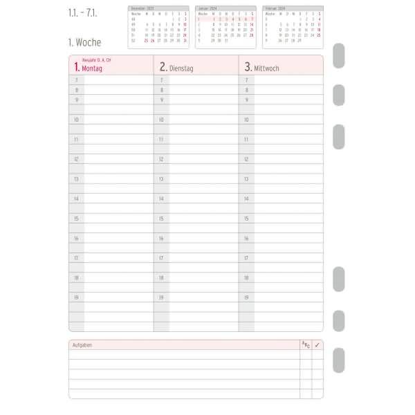 Jahres-Set Wochenplan A5 1 Woche/2 Seiten 2024
