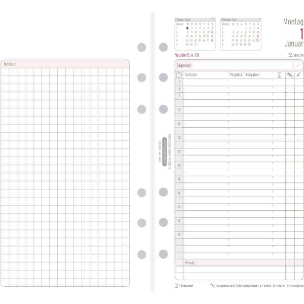 Jahres-Set Midi 1 Tag/1 Seite Kalendarium 2024
