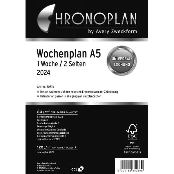 Wochenplan A5 2024 1 Woche/2 Seiten horizontal