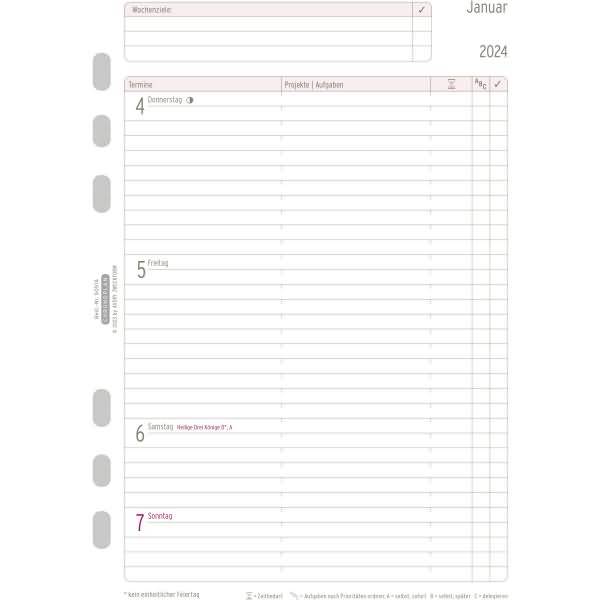 Wochenplan A5 2024 1 Woche/2 Seiten horizontal