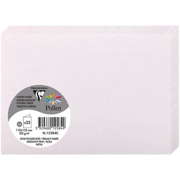 Doppelkarte Pollen C6 210g VE=25 Stück perlmutt-rosa