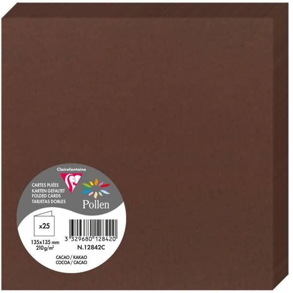 Doppelkarte Pollen 135x135mm 210g VE=25 Stück schokoladenbraun