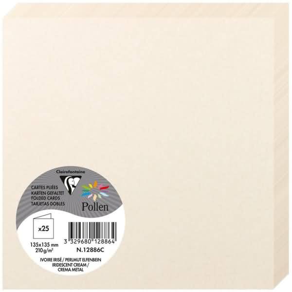 Doppelkarte Pollen 135x135mm 210g VE=25 Stück perlmutt-elfenbein