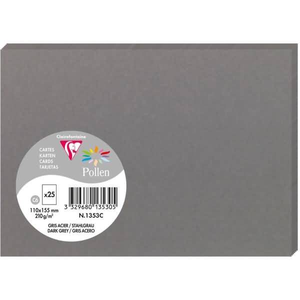 Karte Pollen C6 210g VE=25 Stück dunkelgrau