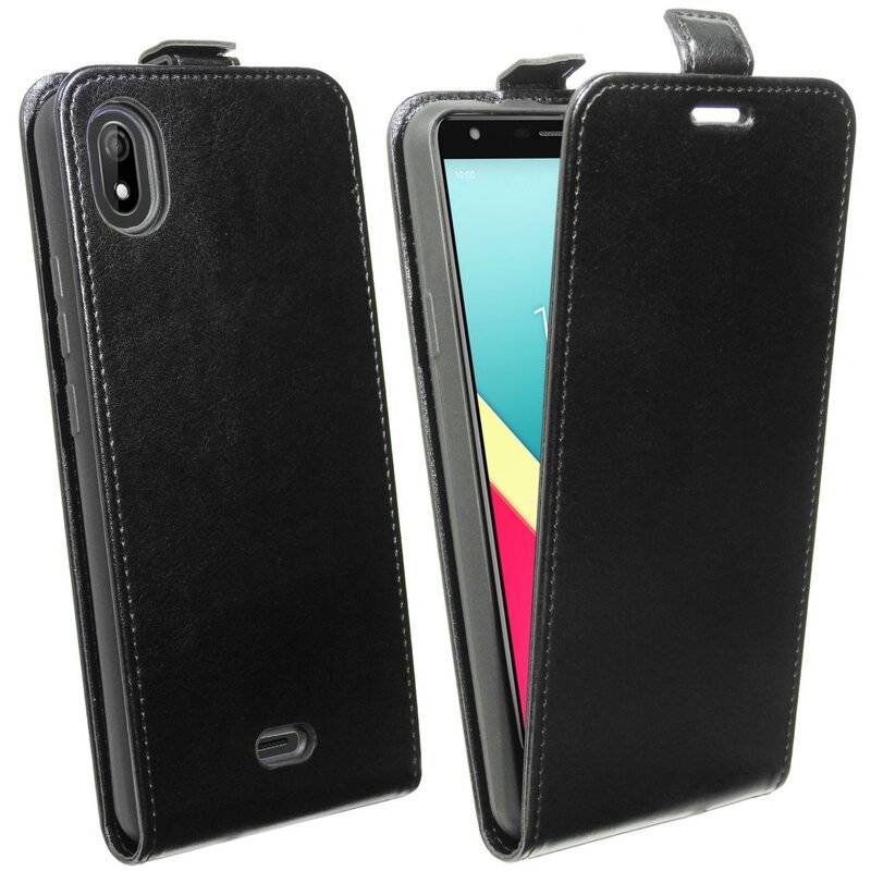 Flip Case kompatibel mit WIKO Y61 Handy Tasche vertikal aufklappbar Schutzhülle Klapp Hülle Schwarz