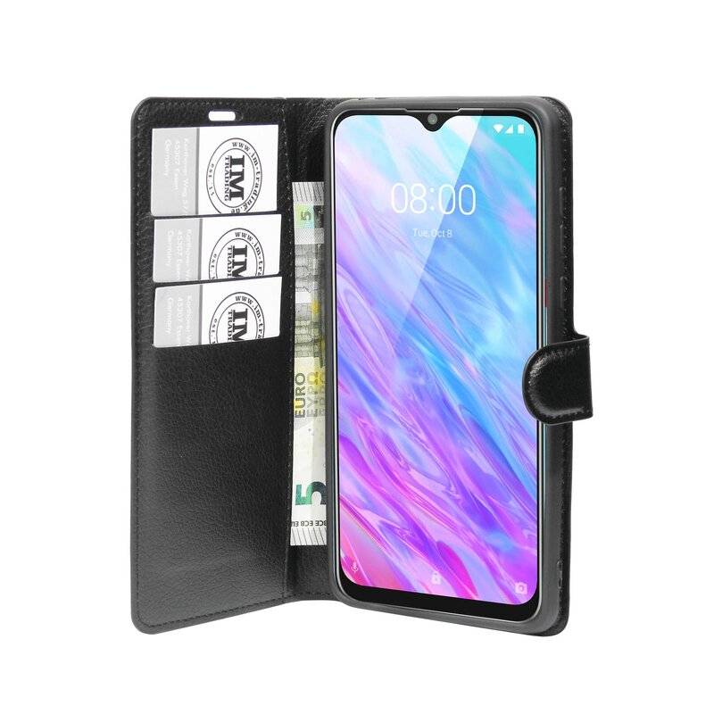 Buch Tasche "Fancy" kompatibel mit ZTE BLADE 10 SMART Handy Hülle Etui Brieftasche Schutzhülle mit Standfunktion, Kartenfach Schwarz