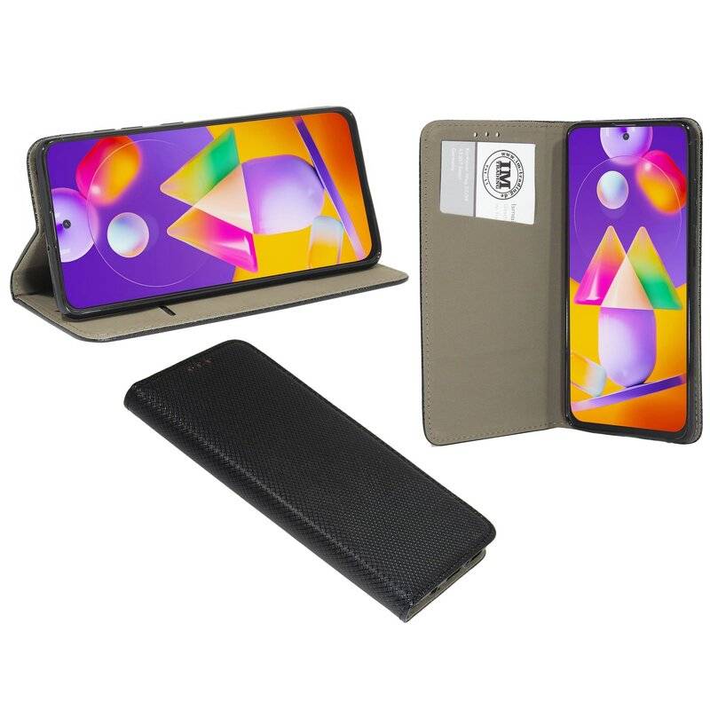 Buch Tasche Smart für SAMSUNG GALAXY M31S M317F Handy Hülle Etui Brieftasche Schutzhülle mit Standfunktion, Kartenfach Schwarz