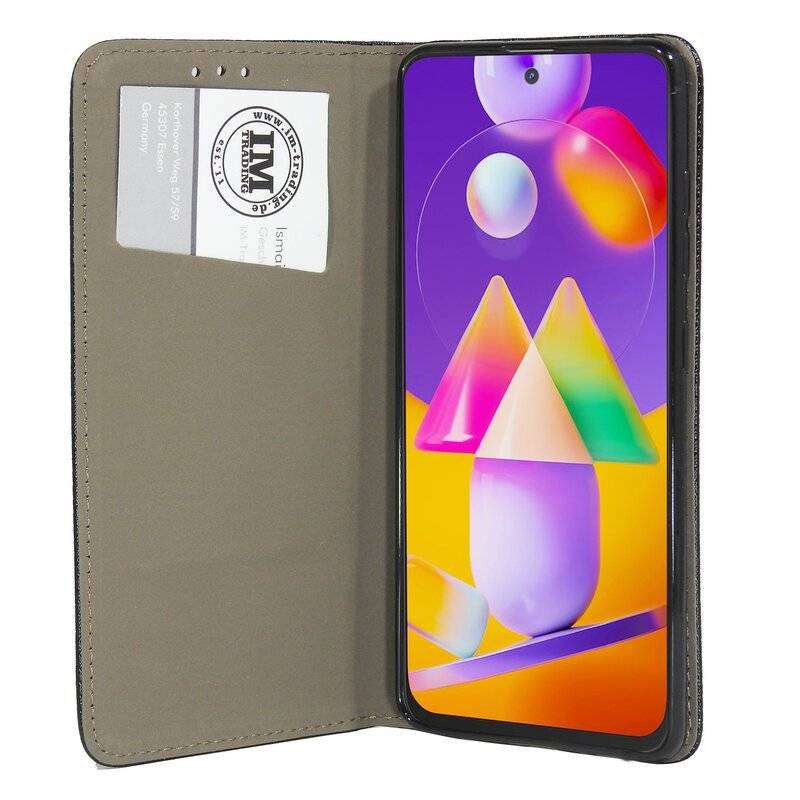 Buch Tasche Smart für SAMSUNG GALAXY M31S M317F Handy Hülle Etui Brieftasche Schutzhülle mit Standfunktion, Kartenfach Schwarz