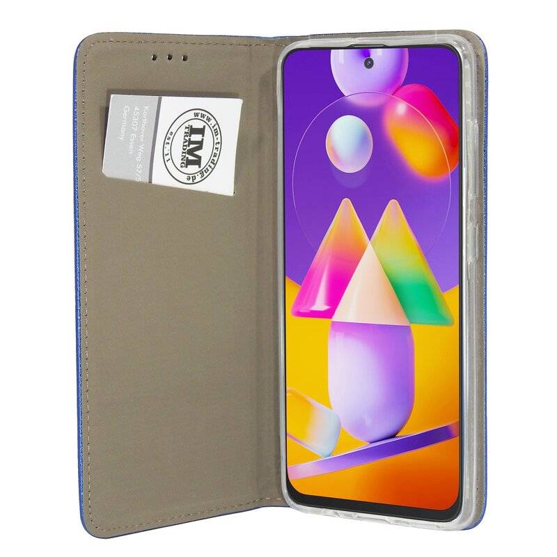 Buch Tasche Smart für SAMSUNG GALAXY M31S M317F Handy Hülle Etui Brieftasche Schutzhülle mit Standfunktion, Kartenfach Blau