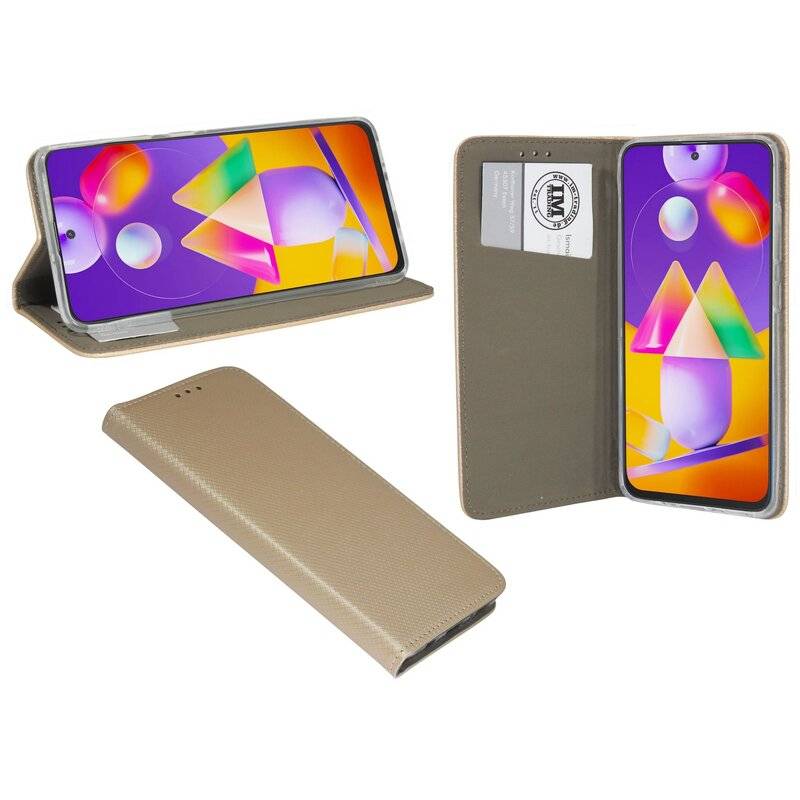 Buch Tasche Smart für SAMSUNG GALAXY M31S M317F Handy Hülle Etui Brieftasche Schutzhülle mit Standfunktion, Kartenfach Gold