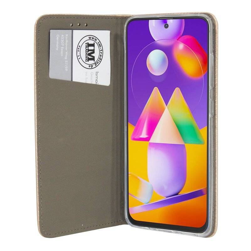 Buch Tasche Smart für SAMSUNG GALAXY M31S M317F Handy Hülle Etui Brieftasche Schutzhülle mit Standfunktion, Kartenfach Gold