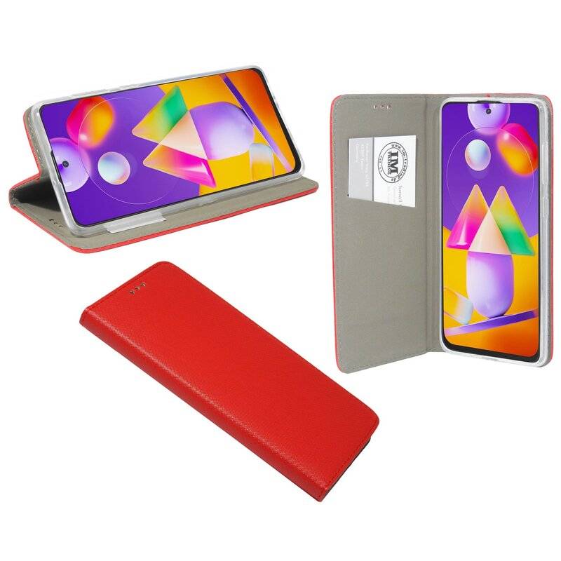 Buch Tasche Smart für SAMSUNG GALAXY M31S M317F Handy Hülle Etui Brieftasche Schutzhülle mit Standfunktion, Kartenfach Rot