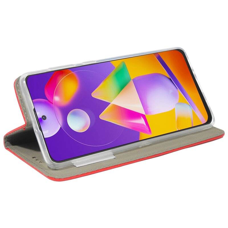 Buch Tasche Smart für SAMSUNG GALAXY M31S M317F Handy Hülle Etui Brieftasche Schutzhülle mit Standfunktion, Kartenfach Rot