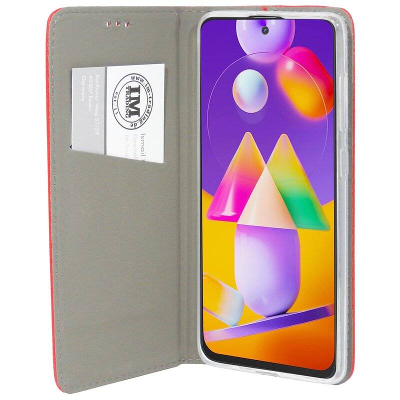 Buch Tasche Smart für SAMSUNG GALAXY M31S M317F Handy Hülle Etui Brieftasche Schutzhülle mit Standfunktion, Kartenfach Rot