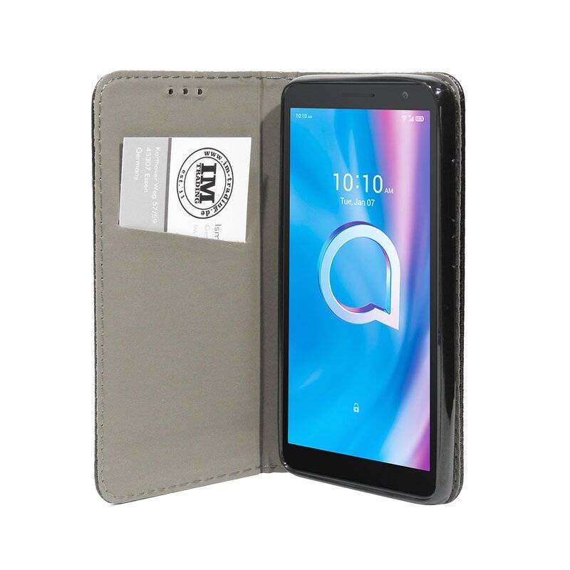 Buch Tasche "Smart" kompatibel mit Alcatel 1B ( 2020 ) Handy Hülle Etui Brieftasche Schutzhülle mit Standfunktion, Kartenfach Schwarz
