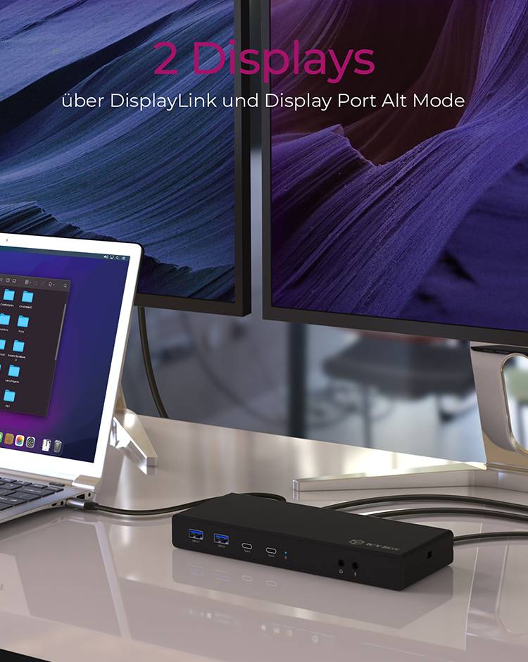 IB-DK2245AC, DisplayLink™, 2x DisplayPort™ oder 2x HDMI® Schnittstelle bis zu 4096x2160@60 Hz