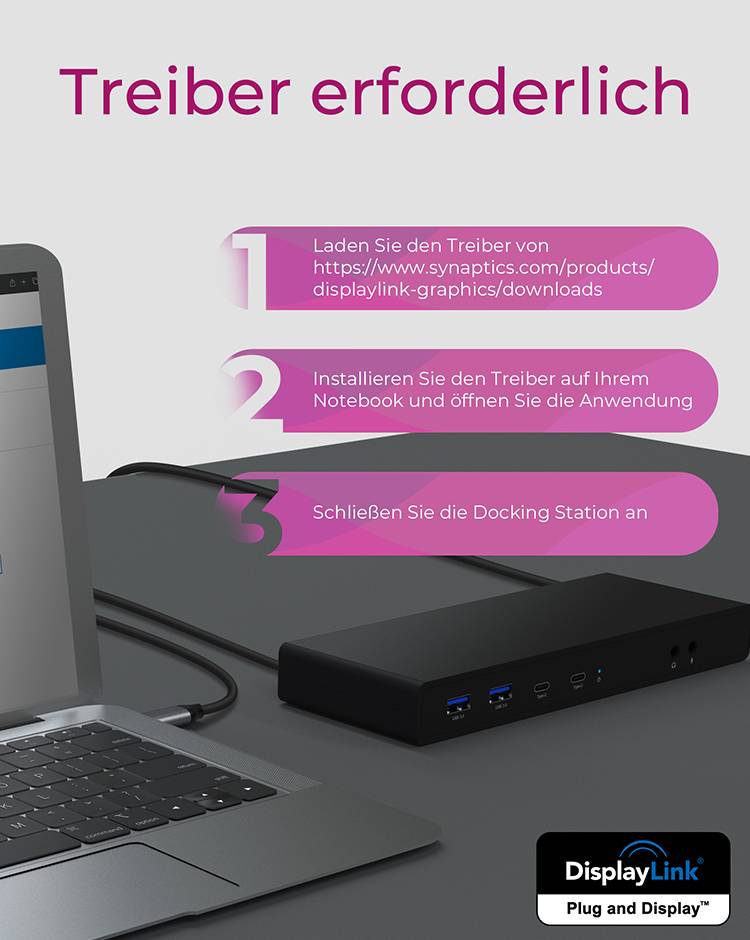 IB-DK2245AC, DisplayLink™, 2x DisplayPort™ oder 2x HDMI® Schnittstelle bis zu 4096x2160@60 Hz