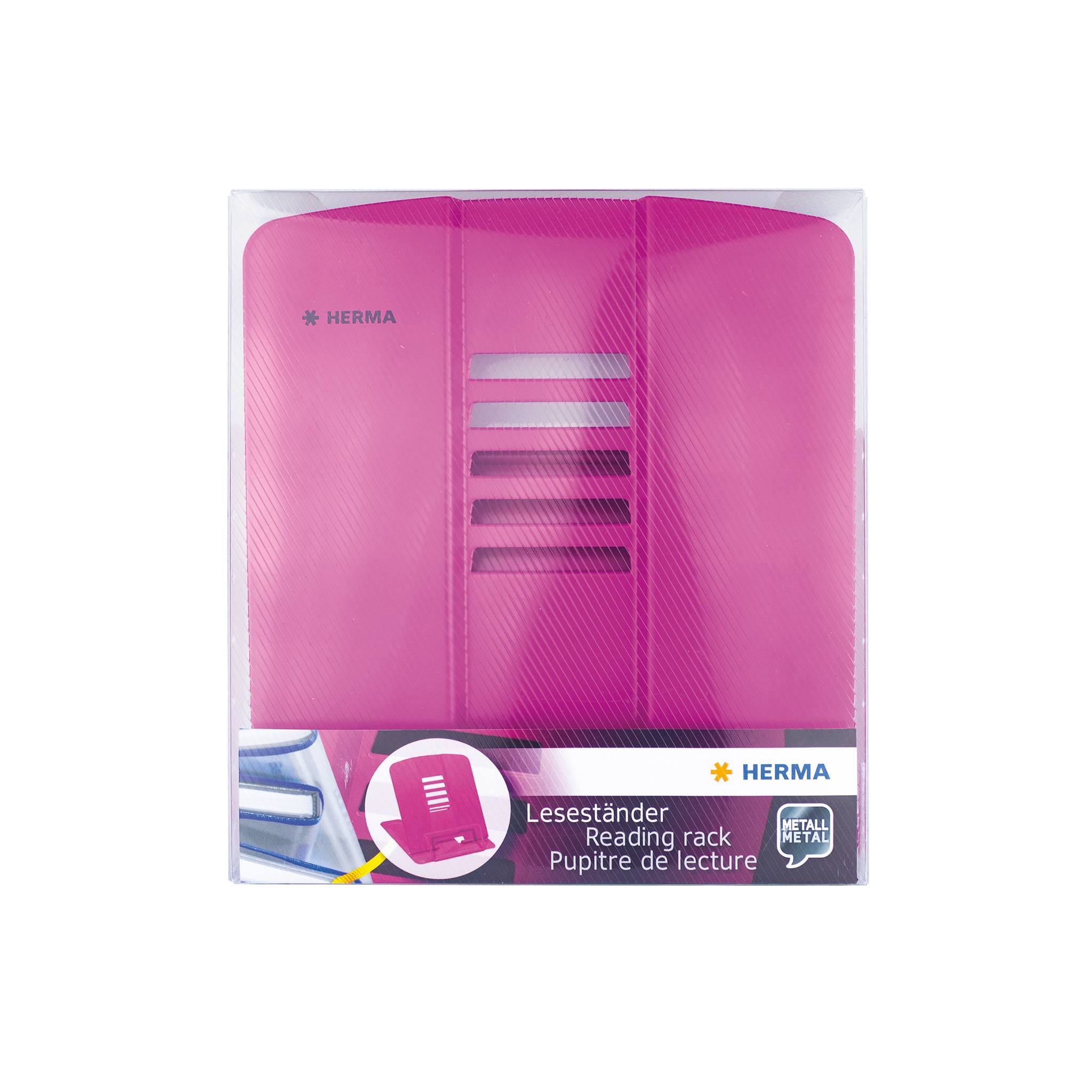 HERMA 19964, Leseständer, aus Metall, pink, in 5 Stufen verstellbar, 4 Antirutsch-Noppen