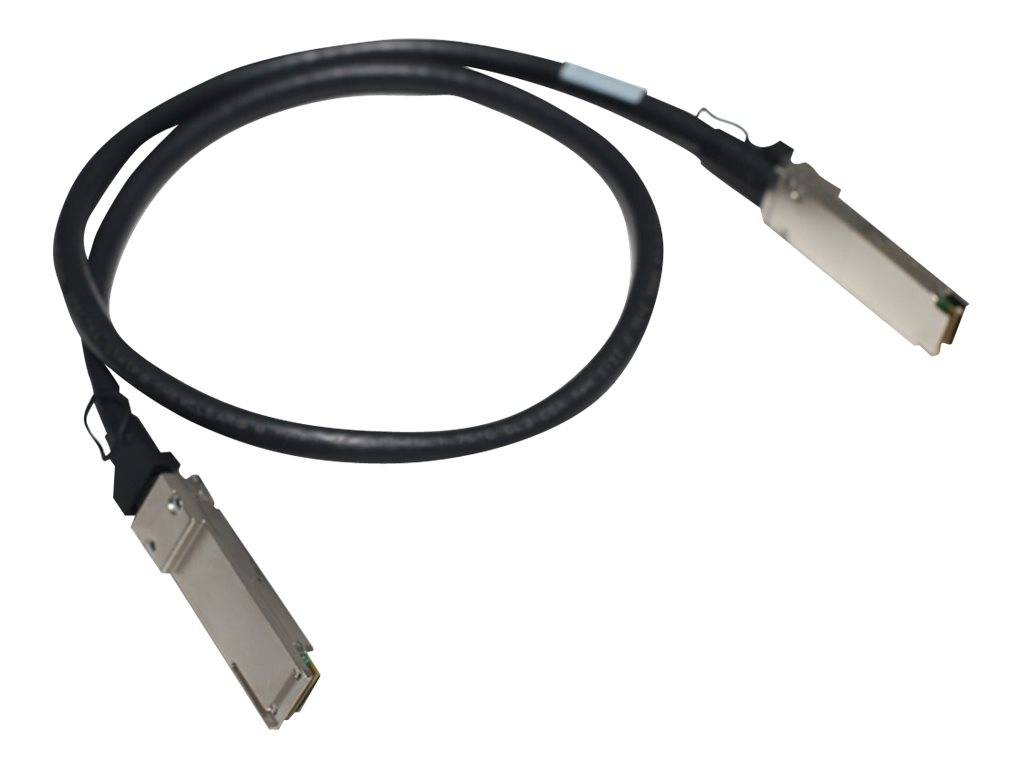 Schwarzes Kabel mit zwei silbernen rechteckigen Anschlüssen an jedem Ende, aufgerollt auf weißem Hintergrund.