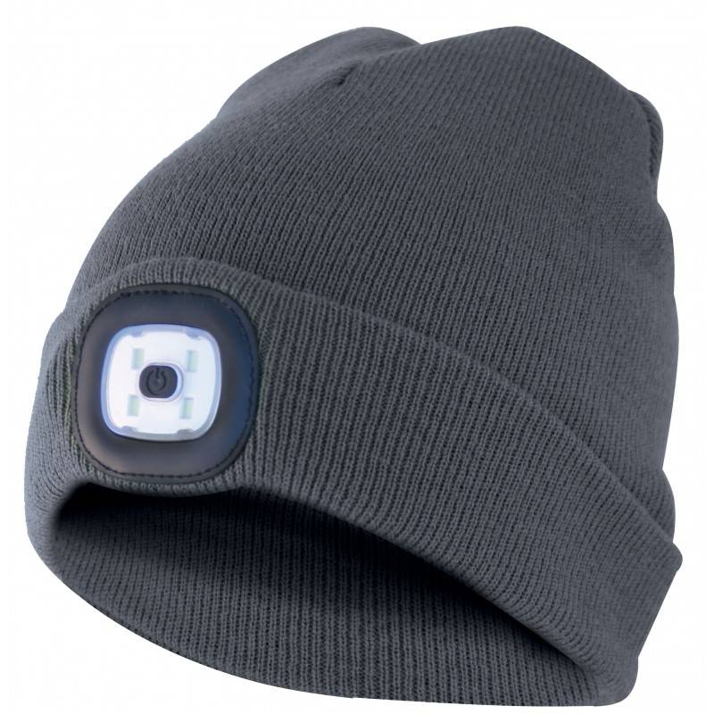 Mütze mit LED-Frontleuchte, Strickmütze mit LED-Licht ideal zum Joggen, Campen, Arbeiten, Spazieren etc., wiederaufladba