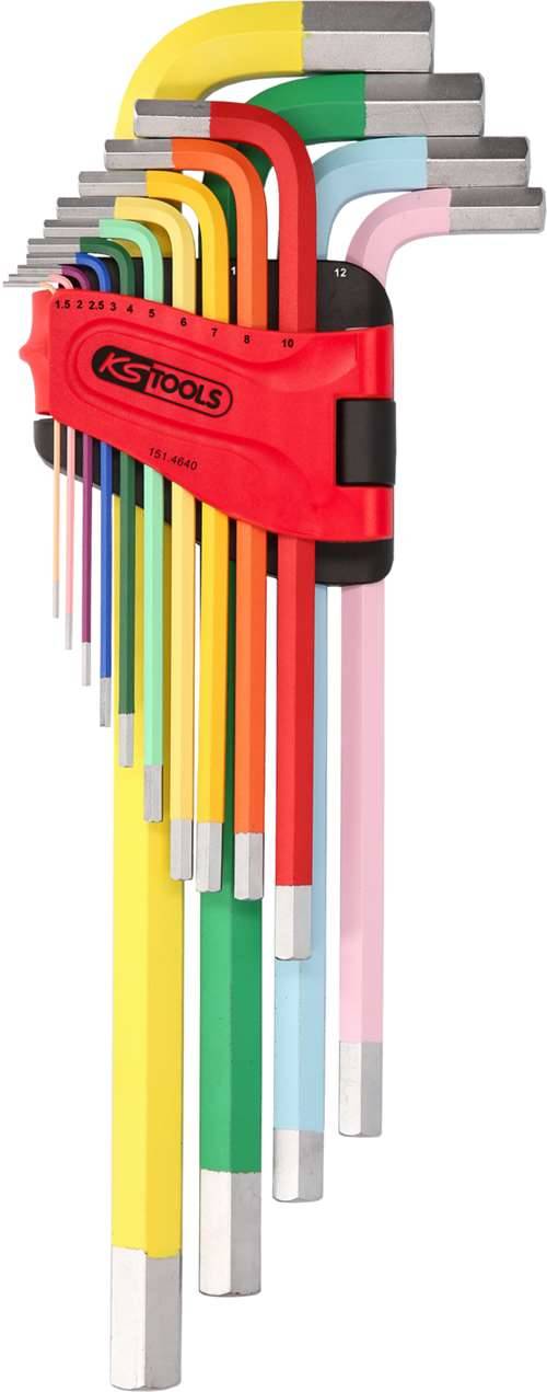KS Tools 151.4640 Innensechskant-Winkelstiftschlüssel-Satz, extra lang, 14-tlg.