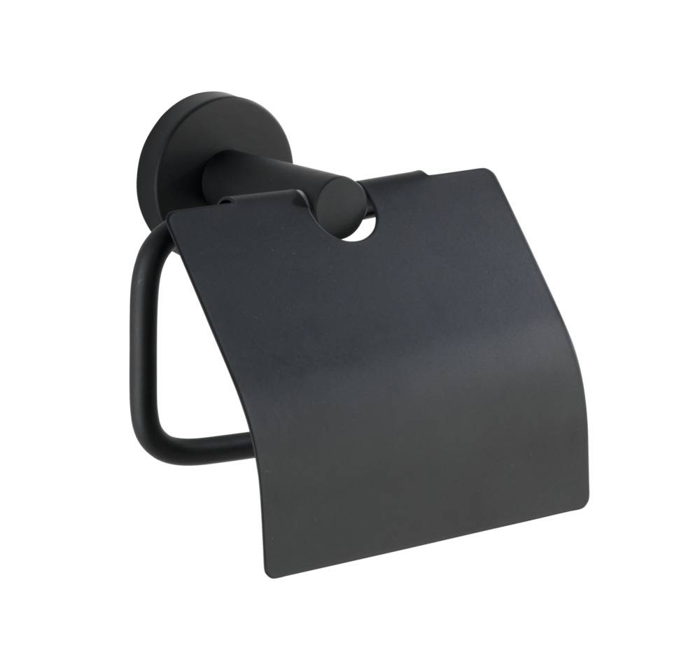 Toilettenpapierhalter Bosio Black matt mit Deckel