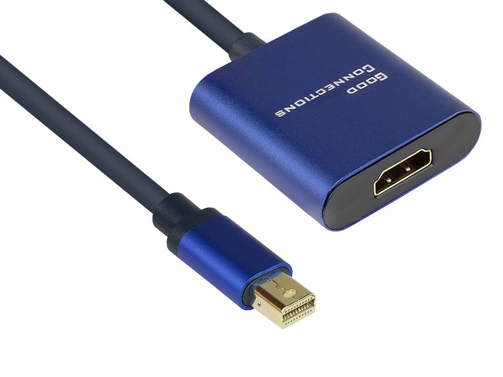 Good Connections® Adapter Mini DisplayPort 1.4 Stecker an HDMI 2.0 Buchse, 4K UHD @60Hz, Aluminium-Gehäuse, ca. 20cm,