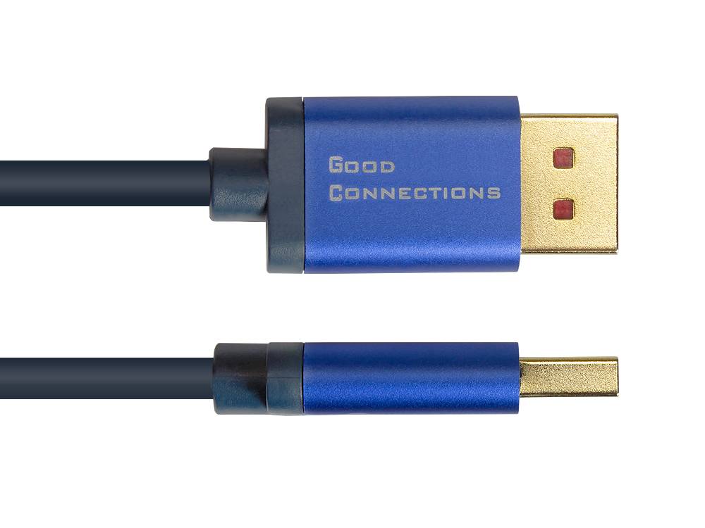 Good Connections® DisplayPort 1.4 an HDMI 2.0 SmartFLEX Kabel, 4K UHD @60Hz, Aluminiumgehäuse, CU, dunkelblau, 2m, Goo