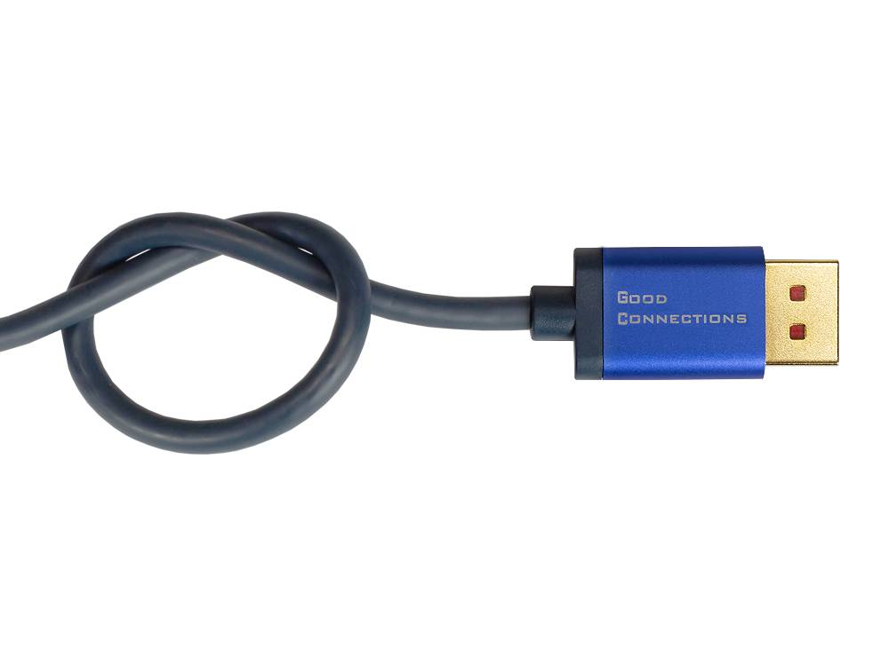 Good Connections® DisplayPort 1.4 an HDMI 2.0 SmartFLEX Kabel, 4K UHD @60Hz, Aluminiumgehäuse, CU, dunkelblau, 2m, Goo