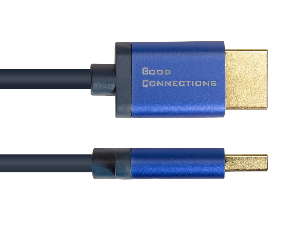 Good Connections® Ultra-High-Speed HDMI® 2.1 SmartFLEX Kabel, 8K UHD-2 / 4K UHD, Aluminiumgehäuse, CU, dunkelblau, 0,5
