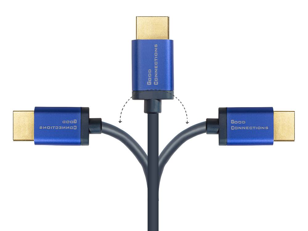 Good Connections® Ultra-High-Speed HDMI® 2.1 SmartFLEX Kabel, 8K UHD-2 / 4K UHD, Aluminiumgehäuse, CU, dunkelblau, 0,5