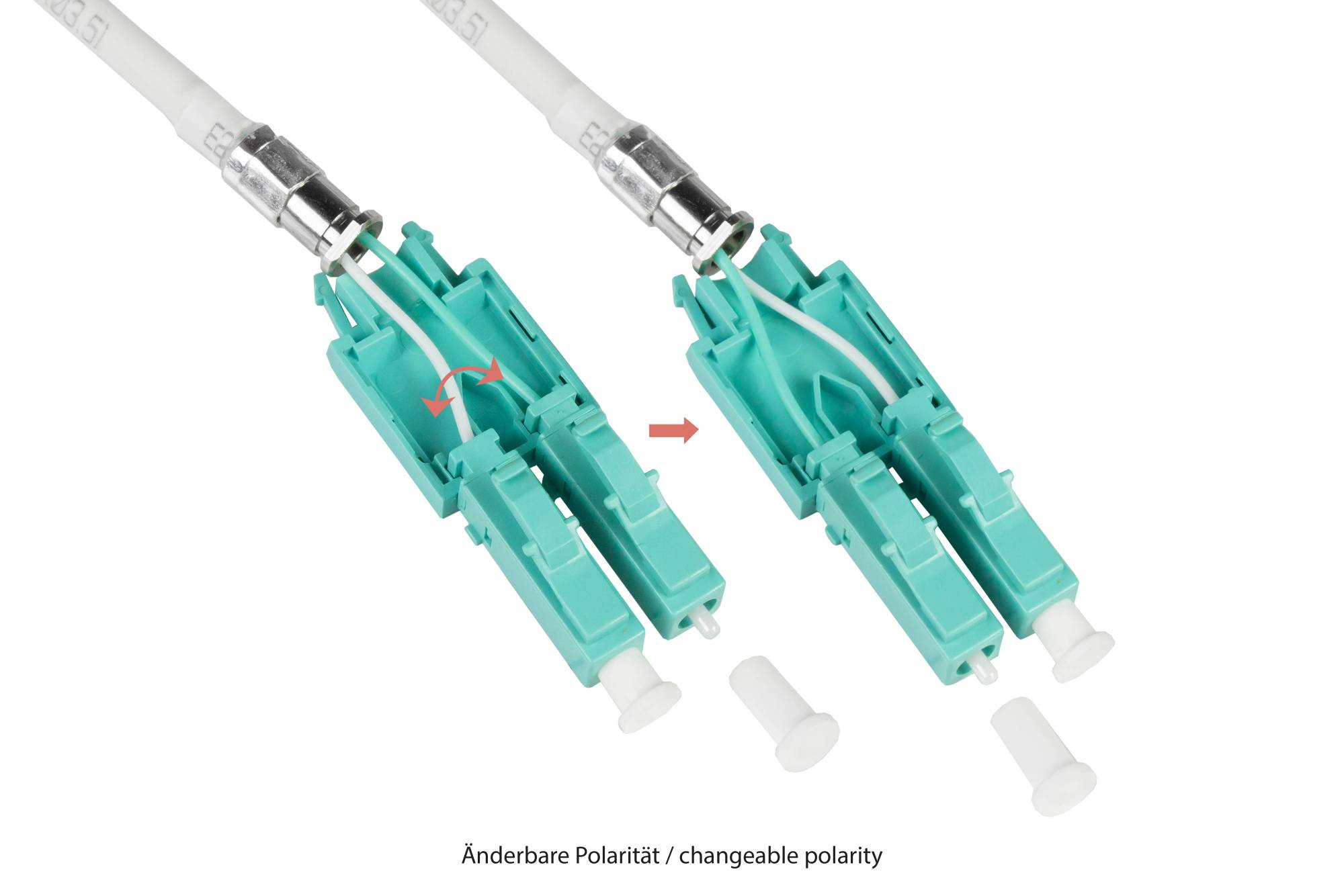 Patchkabel LWL Duplex OM3 (Multimode, 50/125) LC/LC, UNIBOOT, LSZH, austauschbare Polarität, 2m, Good Connections®