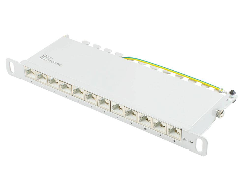 Good Connections Patch Panel - Rack montierbar - RJ-45 X 12 - Hellgrau, RAL 7035