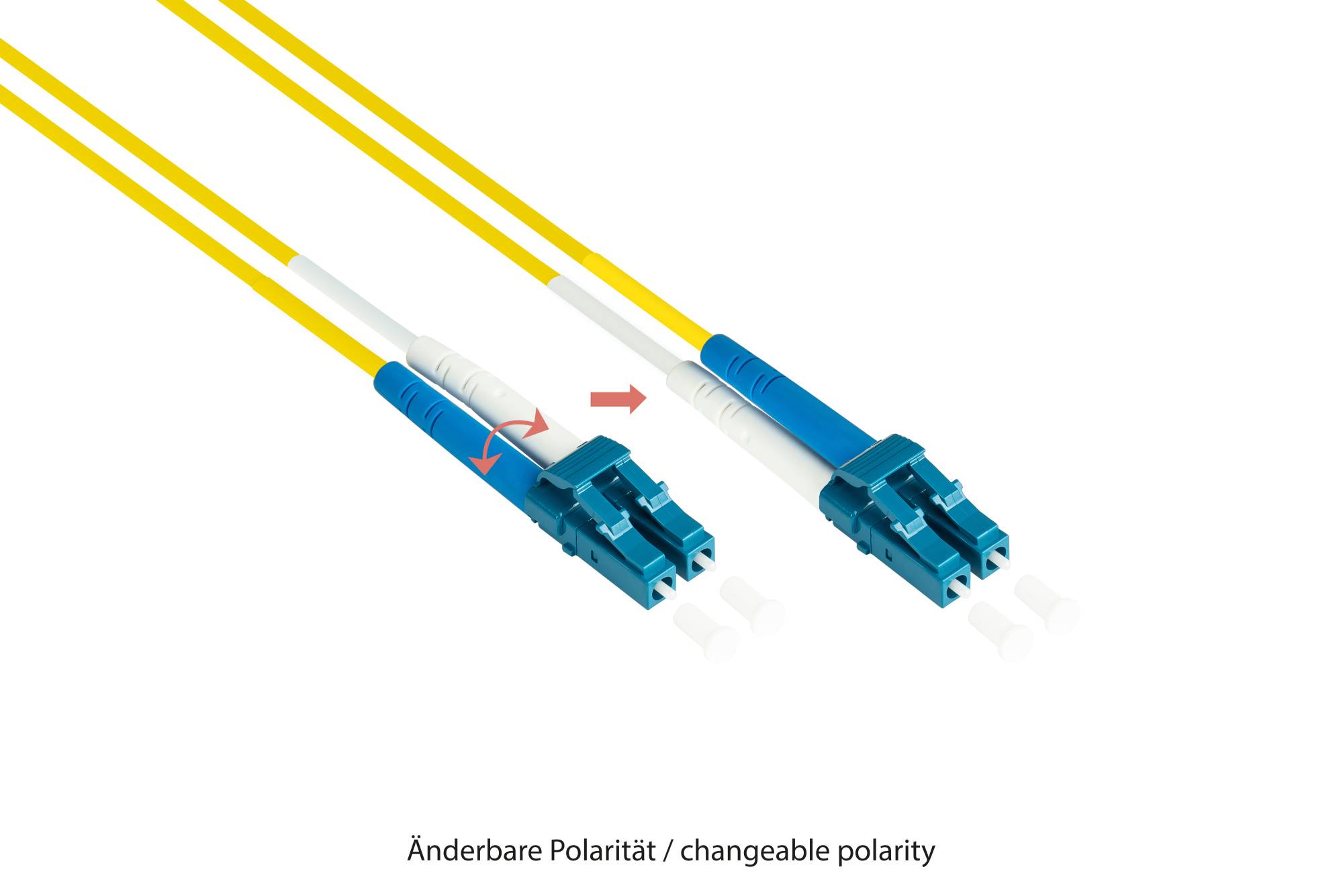 Patchkabel LWL Duplex OS2 (Singlemode, 9/125) LC/SC, LSZH, austauschbare Polarität, 0,5m, Good Connections®